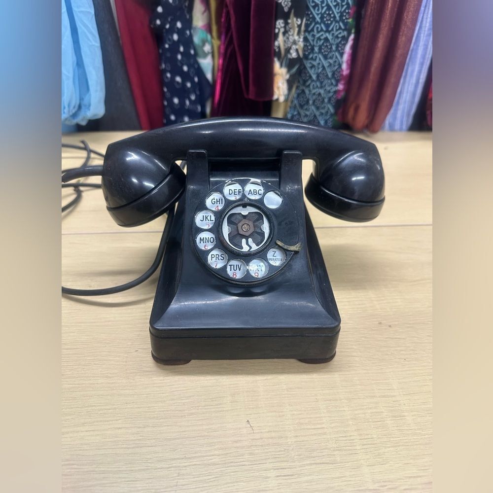 Black Bell South Rotary Dial Telephone EUC